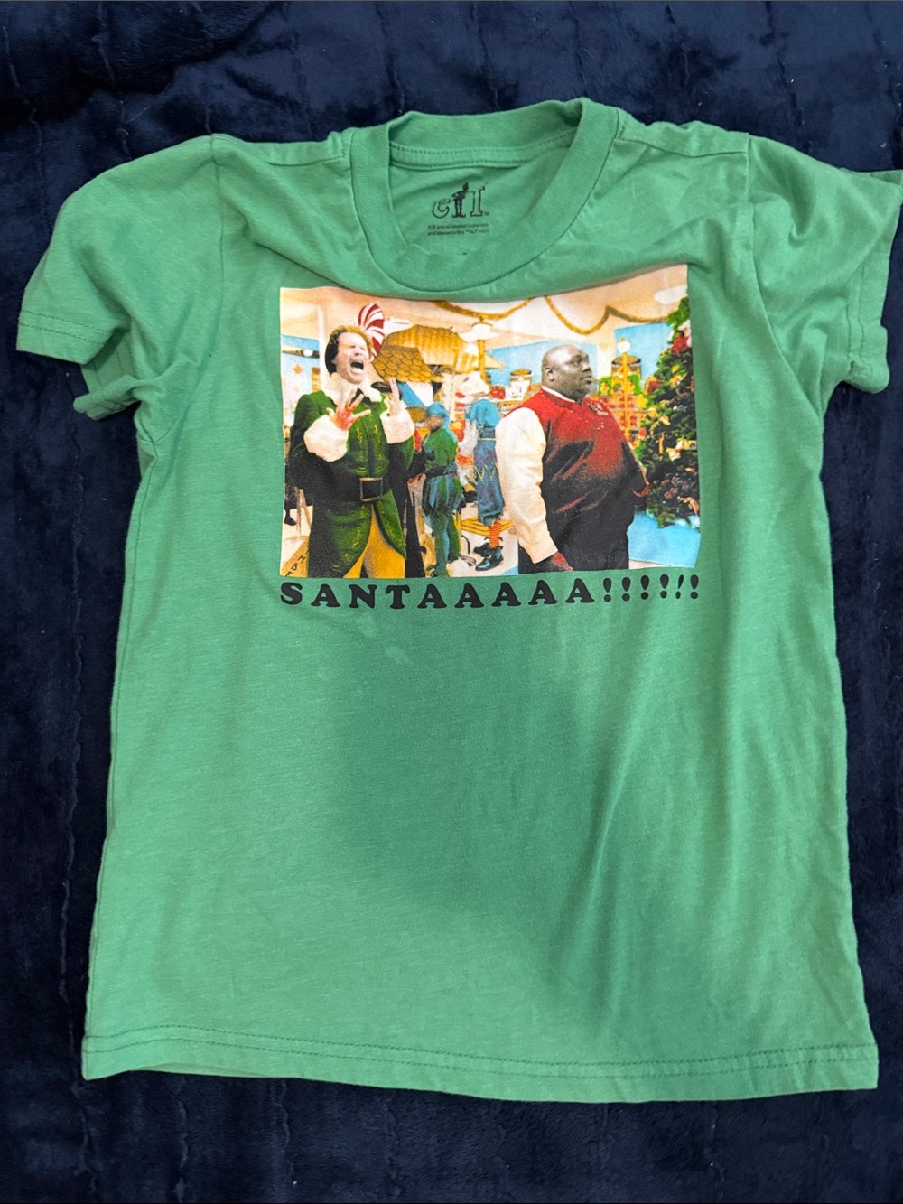 Green Graphic 'SANTAAAAA!!!!!' Holiday Tee